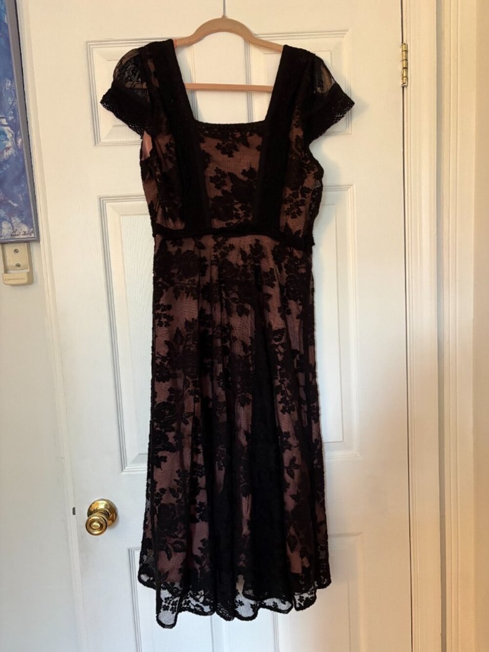 NWOT Anthropologie Moulinette Soeurs Black Lace Overlay Dress Sz 14 - Picture 5 of 5